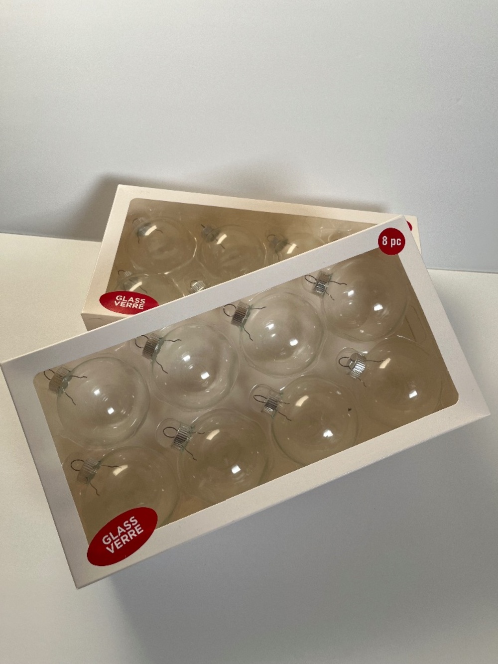 Clear glass ornaments - 16 pcs.